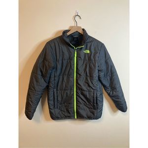 The North Face Boys XL Coat Gray Green Zip Pockets